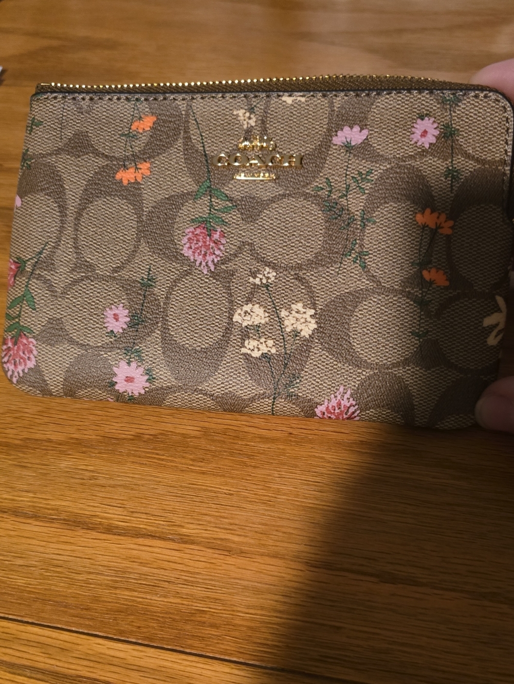 Coated canvas wristlet, Coach Wristlet in Signature Canvas with Wildflower Print